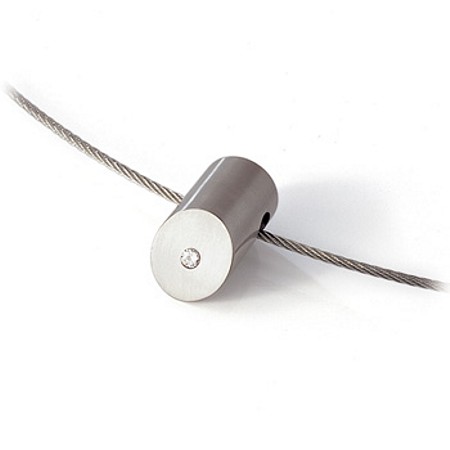 Titanium Cylinder Pendant Slide w/Diamond -703-01 - Click Image to Close